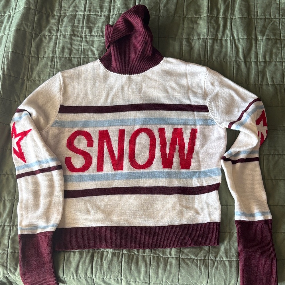 Perfect Moment Burgundy and White Turtleneck Sweater